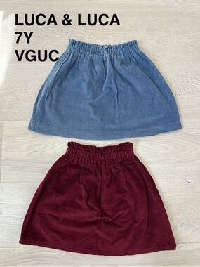 LUCA & LUCA Girls' A-Line Corduroy Skirts in Dusty Blue & Burgundy